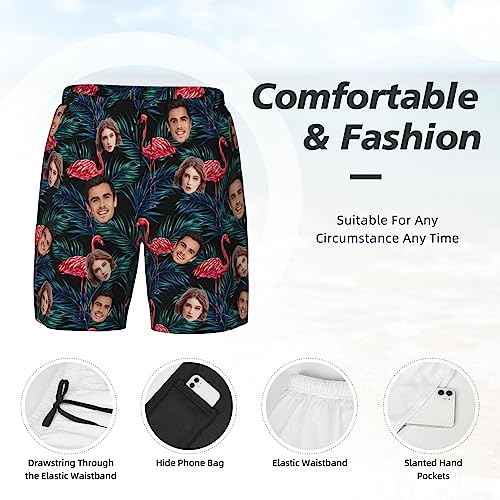 Custom Hawaiian Shirt-Swimming Trunk for Men with Face,Personalized Beach Button Down Face Shirts & Men Hawaiian Shorts3