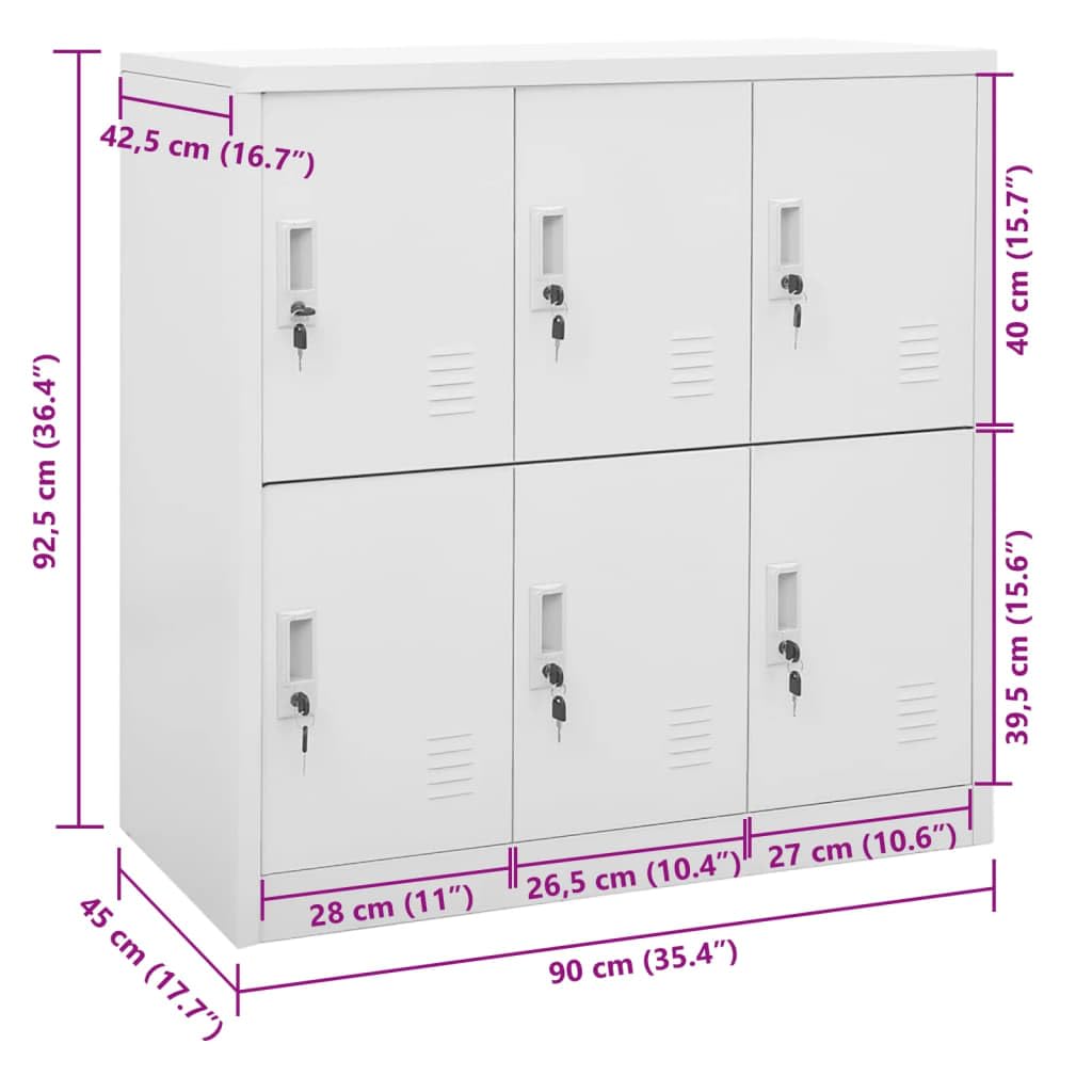 vidaXL Armario Taquilla Casillero Escuela Libros Archivos Almacenamiento Oficina Archivador Habitación de Acero Gris Claro 90x45x92,5 cm