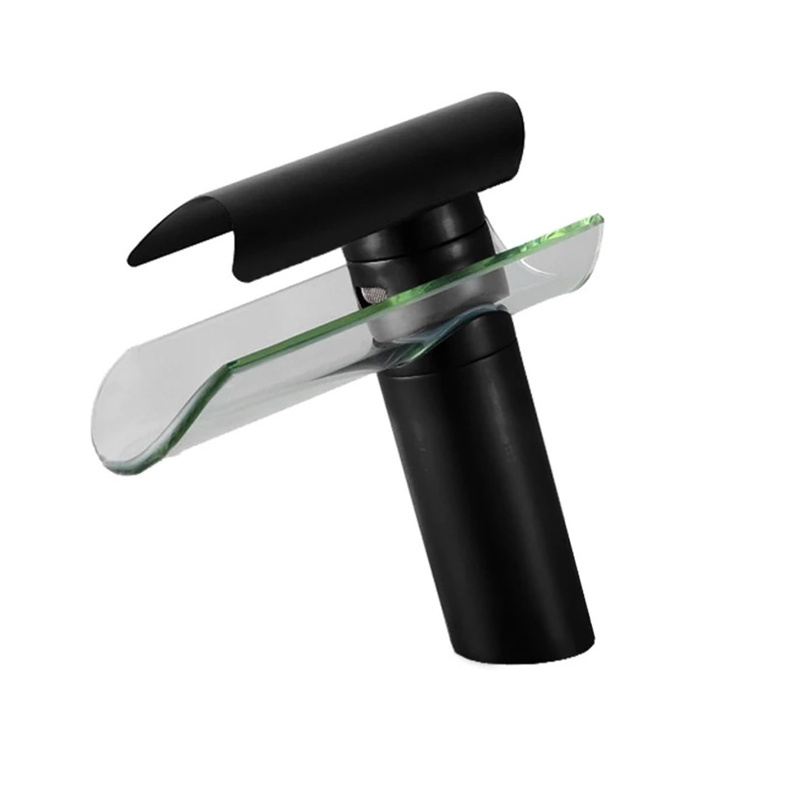 Mkyyioed Black Bathroom Taps Bathroom Basin Faucet Glass Sink Torneira Hot And Cold Water Mixer Taps Waterfall With Short High(Black)