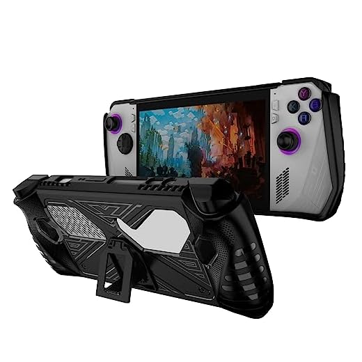 Protective Case for Rog Ally with Kickstand, DOBEWINGDELOU TPU Protector Case Cover Skin with Foldable Stand Accessories for Rog Ally Game Handheld 2023, Shockproof Non-Slip Anti-Collision Black