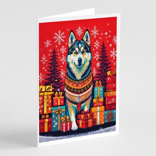 Caroline's Treasures DAC3022GCA7P Alaskan Malamute Holiday Christmas Greeting Cards Pack of 8 Blank Cards with Envelopes Whimsical A7 Size 5x7 Blank Note Cards