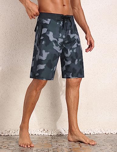Nonwe Men's Swim Trunks with Compression Liner 2 in 1 Fast Dry Bathing Suits Cargo Surf Board Shorts with Pockets4