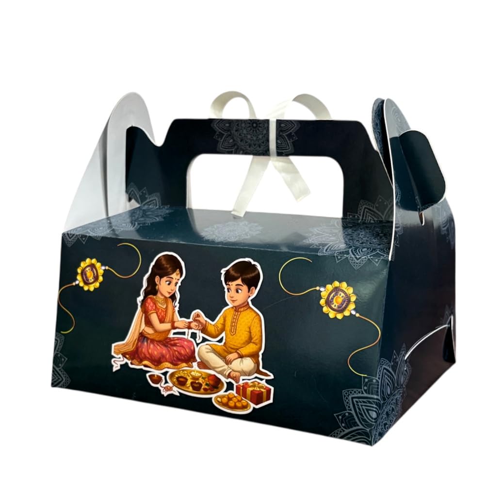 Smaran Printed Decorative Folding Paper Gift Boxes – Fancy Reusable Packaging for Raksha Bandhan, Rakhi, Chocolates, Dry Fruits & Return Gifts for Kids, Birthdays & Festivals (Dark Brown)-image-21