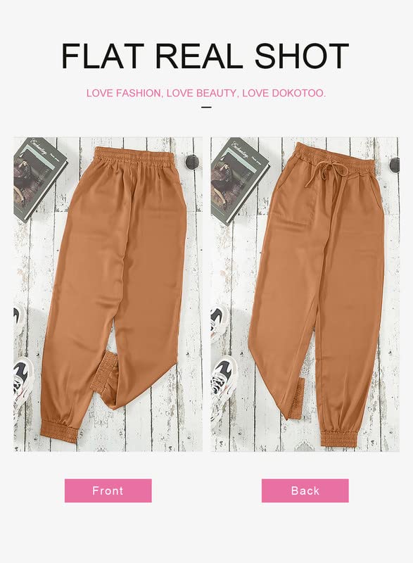 Image of Dokotoo Womens 2026 Soft Casual Drawstring Tie Elastic Waist Loose Jogger Pants with Pockets