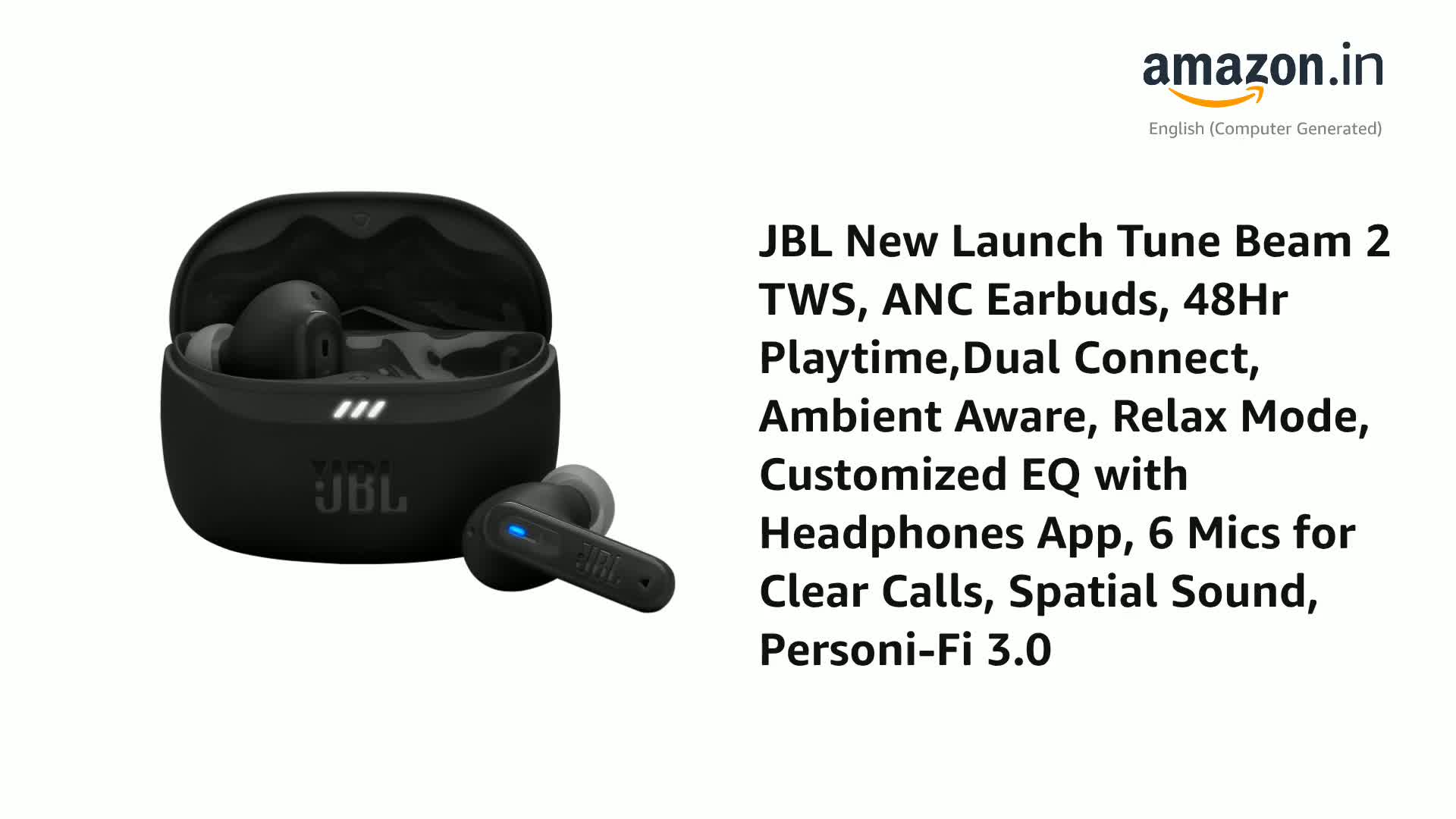 JBL Tune Beam 2 TWS, ANC Earbuds, 48Hr Playtime,Dual Connect
