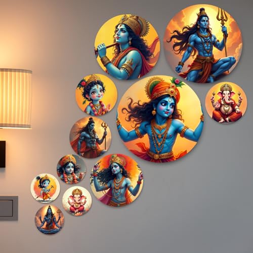 Image of RADIQORE Set of 11 Designer MDF Wooden Wall Hanging for Home Decoration | Office | Gift | Wall Decor Hanging Items | Wall Art | Living Room | Bedroom (Relegious)