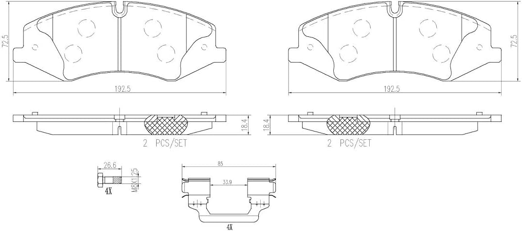 Brembo P44024N Premium Ceramic Front Disc Brake Pad Set LAND ROVER OE# LR015578