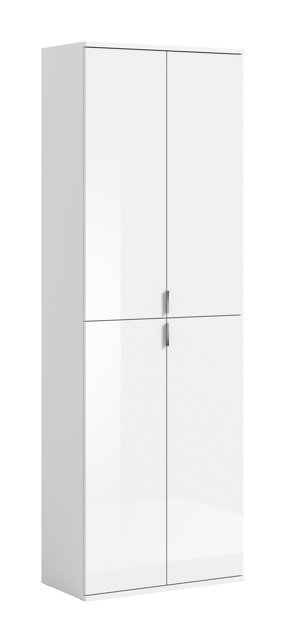 xonox.home - Hochschrank Projekt X 61x193x34 cm in weiß und weiß Hochglanz - Flurschrank Möbelstück Garderobenschrank - hochwertig verarbeitet nordisches Design stilvolles Ambiente