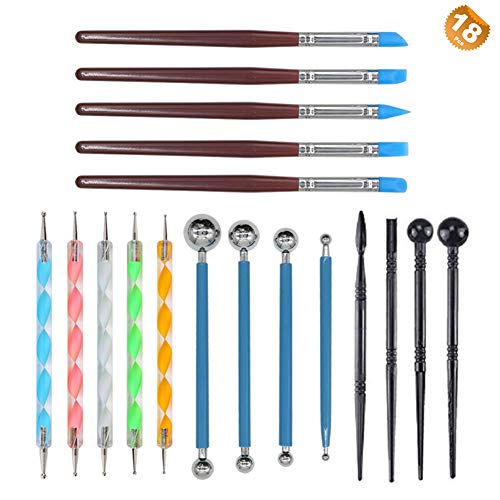 EuTengHao 18Pcs Dotting Tools Kit Clay Pottery Carving Modeling Tools Set Rock Painting