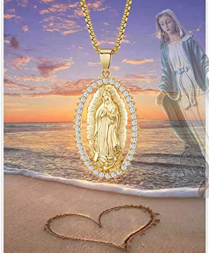18K Gold Plated Virgin Mary Necklace - Virgen De Guadalupe & Mother Mary Pendant Amulet for Women Jewelry Gift3