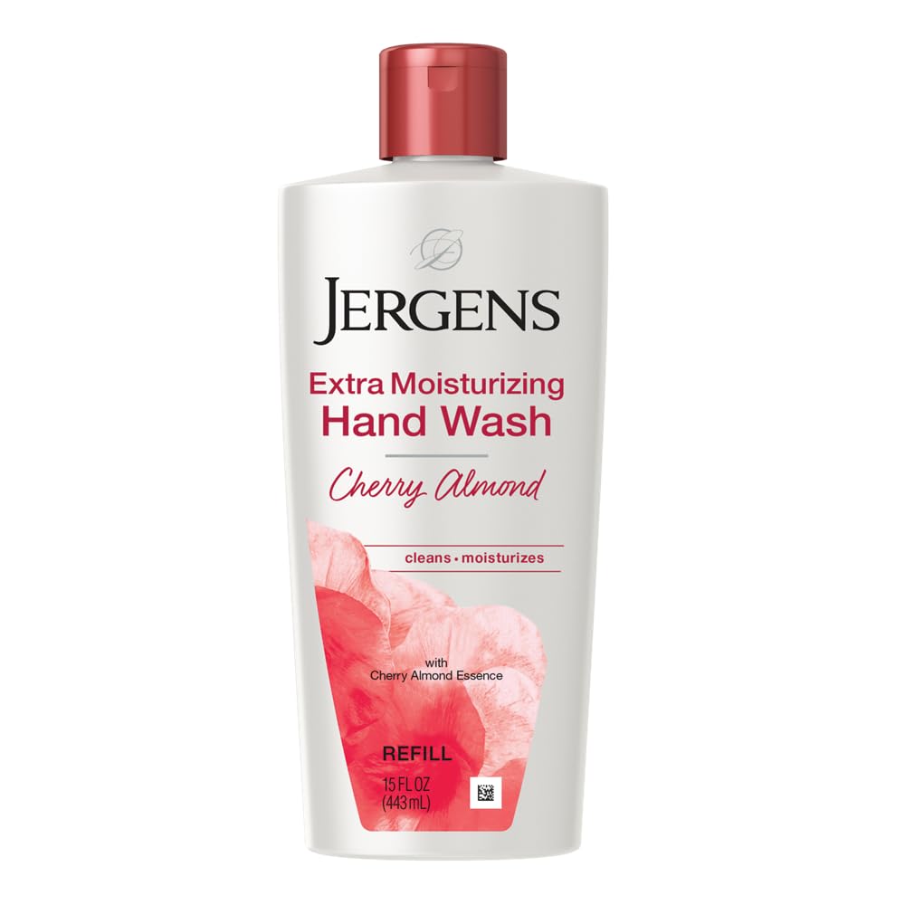 Jergens Extra Moisturizing Hand Soap, Liquid Soap Refill Cherry Almond Scent, Hand Wash For Dry Hands, 15 Oz