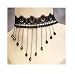 Gothic Lolita Necklace,Victorian Choker Pendant Vampire Chain,Lace Choker Necklaces Beads Tassels,Halloween Masquerade Dress,Women Accessories Necklace for Girl Friend Gift on Valentine's Day