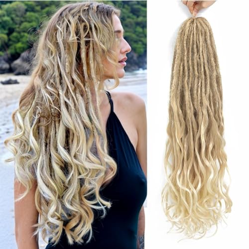 DT CHERYL Loose Wave Dreadlock Extensions 24 Inch 10 Strands Double Ended With French Curly Ends, 0.6CM Thin Synthetic Curly DE Dreadlocks for Women (27/613#, 24 Inch 10 Strands) DT CHERYL Loose Wave Dreadlock Extensions 24 Inch 10 Strands Double Ended With French Curly Ends, 0.6CM Thin Synthetic Curly DE Dreadlocks for Women (27/613#, 24 Inch 10 Strands)