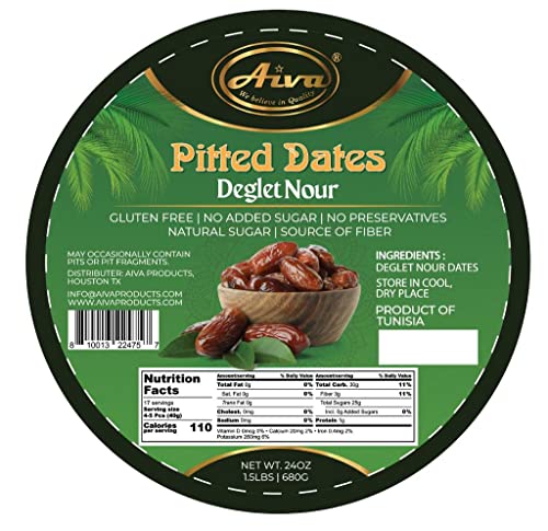 Aiva We Believe In Quality Aiva Tunisian Pitted Dates - 24 Ounce Jar, All Natural, Fat Free thumb #3