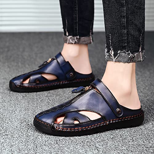 -Leather ls Breathable Sporty Handmade Large Men's Casual Shoes Versatile Daily Beach ls British Foreign Trade Men Shoes Winter Sporty Blue4