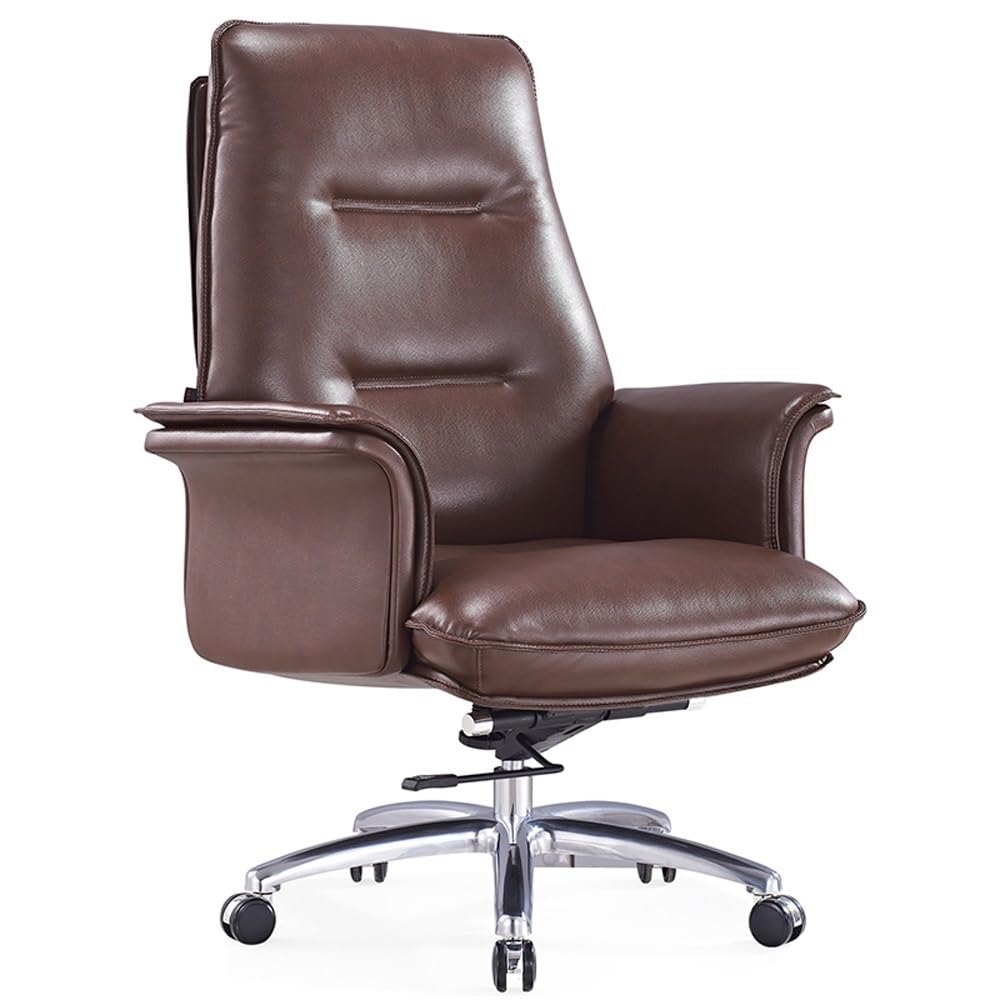 HTTGDGDH Big & Tall Leather Executive Office Chair With Lumbar Support - Heavy Duty Swivel Rolling Chair For Home & Office Ergonomic Design Brown,