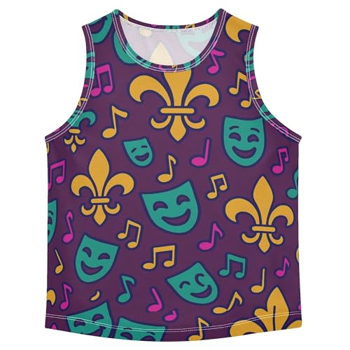 JUNZAN Mardi Gras Balloon Crown Purple Boys Tank Top Sleeveless Kid Vest Athletic Workout Clothes for Running Sports Beach 3T