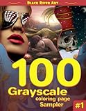 100 Grayscale Coloring Page Sampler #1: Coloring Book for Adults - Variety of Fun Themes to Color Like Mermaid, Women, Fantasy, Christmas, Beach, ... Page Coloring Book Sampler Series, Band 1)
