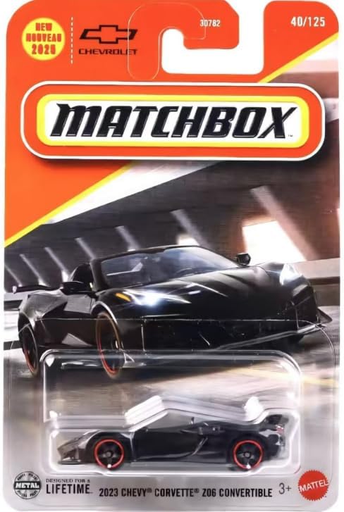 Matchbox 2023 Chevy Corvette Z06 Convertible [Black] 40/125, 1:64 Scale Diecast Toy Vehicle