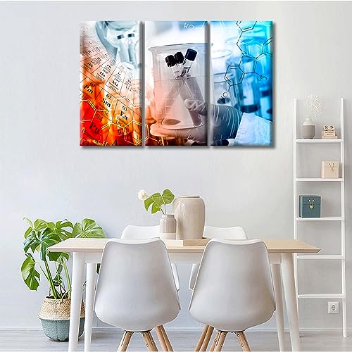 Image of Chemical Equations Laboratory Research Concept Canvas Wall Art Clinical Laboratory Wall Art for Living Room 3 Panels Wall Pictures Giclee Print Gallery Packaging Artwork Ready to Hang (42 inchWx28 inchH)