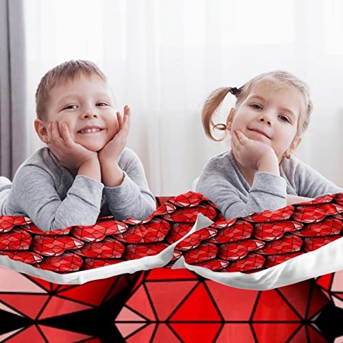 Parure de lit géométrique rouge style chic avec housse de couette effet 3D