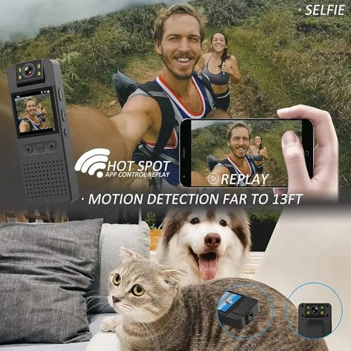 Image of TECHNOVIEW 1080P HD Audio Video Recorder with 1.4-inch Screen, 180 Rotating Lens, Night Hd Vision, Noise Reduction Recording, Smart Ap Hotspot, Mobile Monitoring - Black
