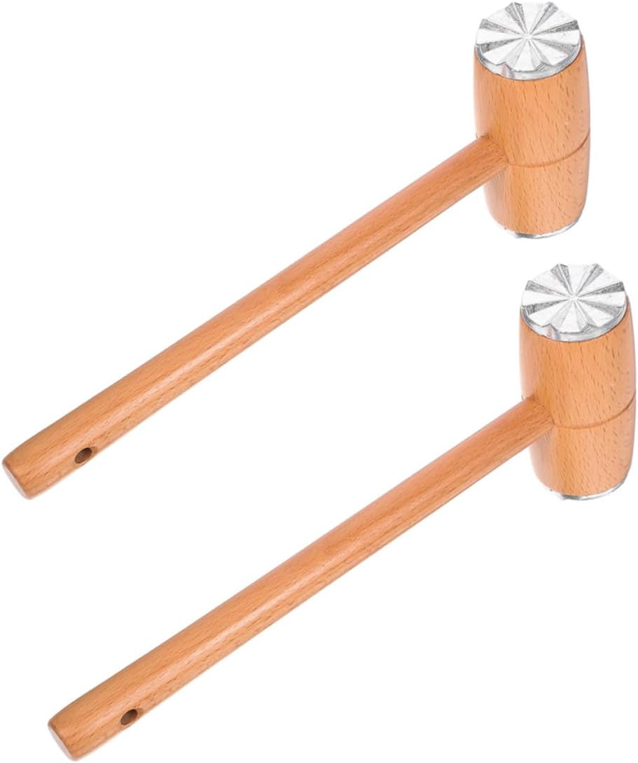 Luxshiny 2pcs Dual-sided Meat Tenderizer Mallet with Beech Wood Handle Manual Steak Meat Hammer Pounder for Kitchen Cooking and Tenderizer Tool for Beef Fish and Poultry
