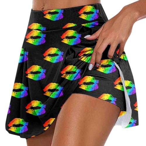 Falda de pantalón para mujer, de verano, minifalda deportiva, para el tiempo libre, ligera, transpirable, con bolsillos, para bicicleta, con estampado de Yogarock, faldas para correr, deportivas,