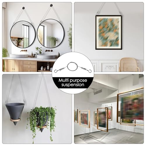 Image of 4 /6Pcs Picture Hanging Wire 3.48 FT 304 Stainless Steel Mirror Hanging Wire Rope Adjustable Length Picture Frame Hanging Hardware Heavy Duty Mirror Frame Hanging Kit for Mirror QUZHEMA US