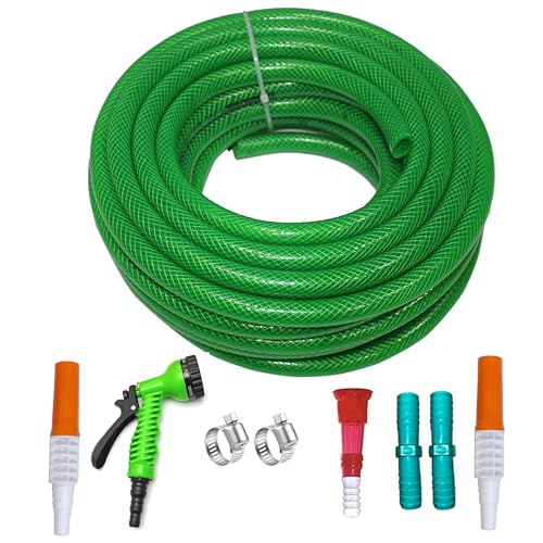 Image of Heavy-Duty Braided Garden Hose Pipe | 0.75 Inch | 3-Layer Outdoor Hose with Spray Gun, Connectors| Tap Connector| 2 Jointers | 2 Single Water Sprayer (5 Meter)