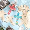 Blueweenly 12 Pcs Unfinished Wooden Craft Crosses for Christian Blank Wooden Crosses 9.06 x 5.91 Inch DIY Religious Craft Hanging Ornaments Party Decor Church Bible #3