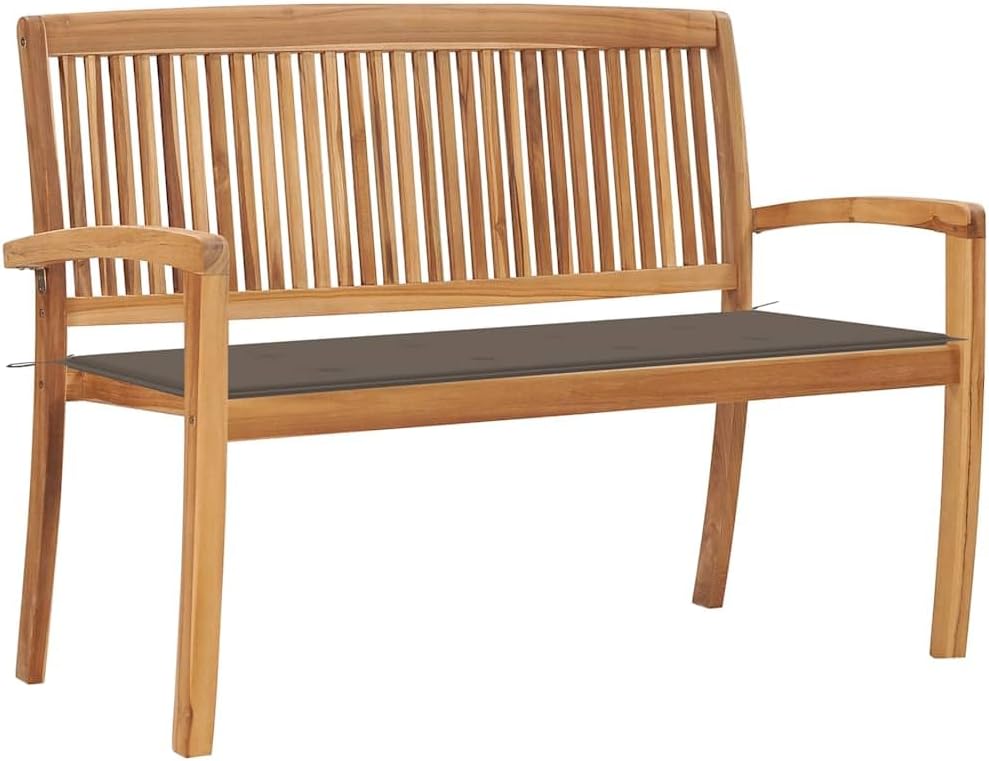 Garden Bench Teak Solid Teak Wood 50.6 in Stackable,Stylish&Comfortable Outdoor Garden Bench with Cushion Durable Teak Wood for Patio, Yard or Deck Patio Furniture