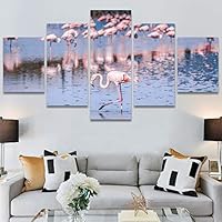 SIGNWIN 5 Panel Canvas Wall Art Birds Closeup Multicolor Photography Realism Relax/Calm Romantics for Home Decorations Ready to Hang - 60