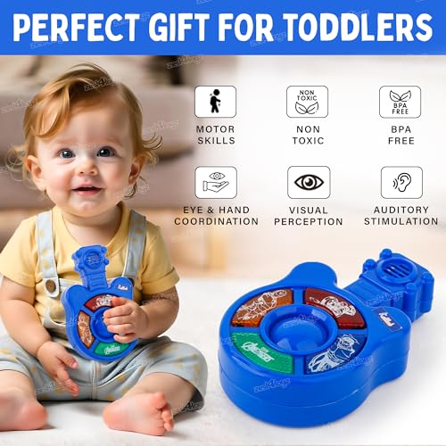 Image of Zest 4 Toyz Musical Guitar Toy for Kids with Colorful LED Lights and Sound Toy Battery Operated Baby Toys Musical Instrument Toys Birthday Gift for Kids Boys & Girls - Blue