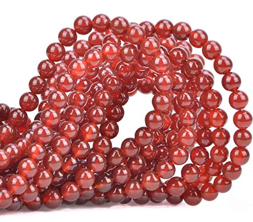 Image of 100PCS 8mm Red Agate Natural Colour Gemstone Loose Beads Round Carnelian Crystal Energy Stone Healing Power for Jewelry Making (Carnelian, 8MM)