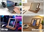 Wooden Laptop Stand for Desk & Wood - Style Laptop Stand, Foldable and Adjustable Ergonomic Notebook, Book, Phone & Tablet Stand, 6 - Gear Angle Adjustment, Cooling for 10-15.6 Inch