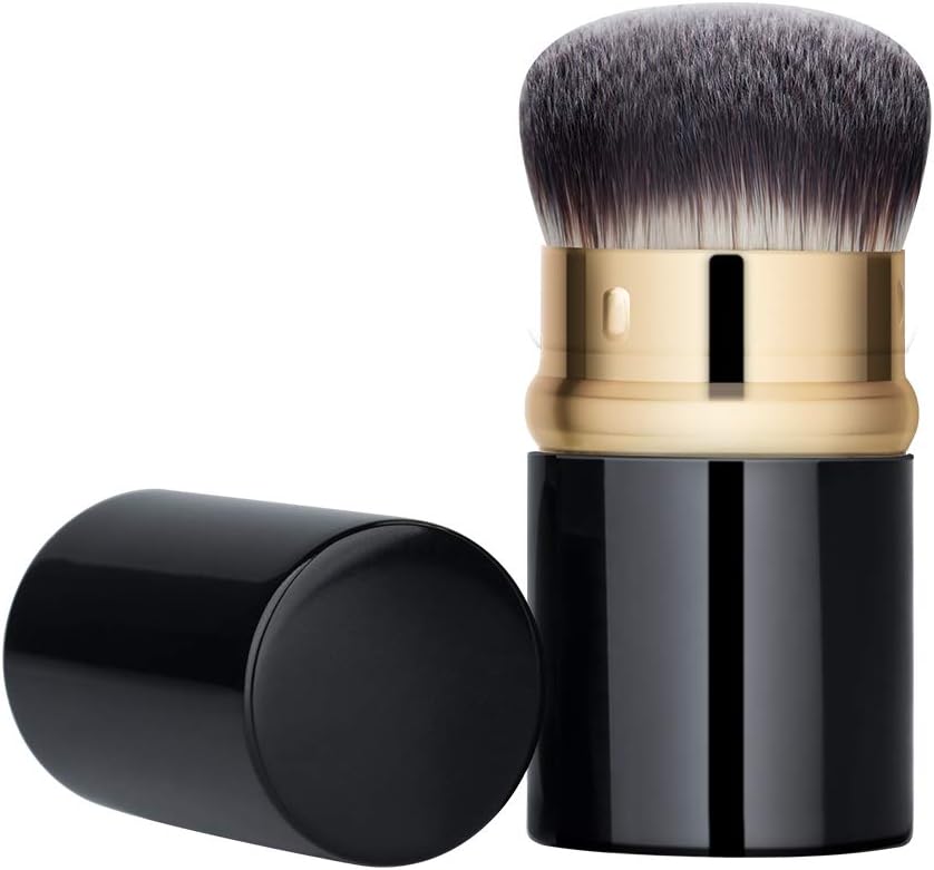 BLD Foundation Kabuki Brush Retractable - Best Portable Brush for Liquid or Cream Foundation/Concealer/Powder, Super Soft Dense Synthetic Hair