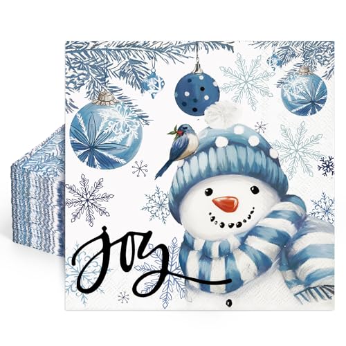 Servilletas de papel de Navidad para mesas de invierno y fiestas familiares con muñeco de nieve