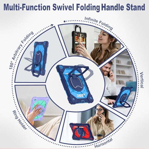 Image of WESOROL Case for iPad 9th /8th /7th Generation 10.2 Inch (2021 /2020 /2019),Full-Body Drop Protection 9th Generation iPad Case with Rotating Stand Screen Protector Pencil Holder Holde,Navy Blue