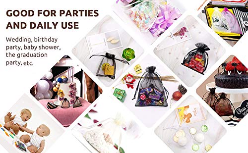 Image of Dealglad 50pcs Drawstring Organza Jewelry Candy Pouch Christmas Wedding Party Favor Gift Bags (6x8 inch, Black)