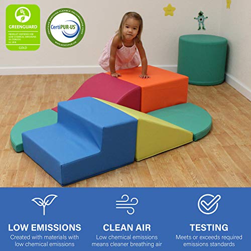 Factory Direct Partners 13021-Lmrs Softscape Playtime All Around Climber For Crawling Infants And Toddlers, Soft Foam Indoor Active Play With Steps And Slides (6-Piece) - Lime/Raspberry #TOP5