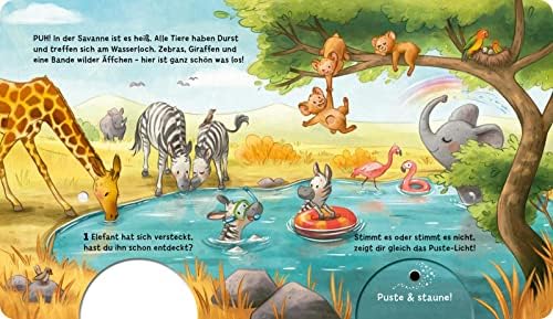 Mein Puste-Licht-Buch: 1,2,3,4 - wie viele Tiere siehst du hier?: Suchbuch ab 18 Monaten mit Puste-Licht und LED-Lämpchen
