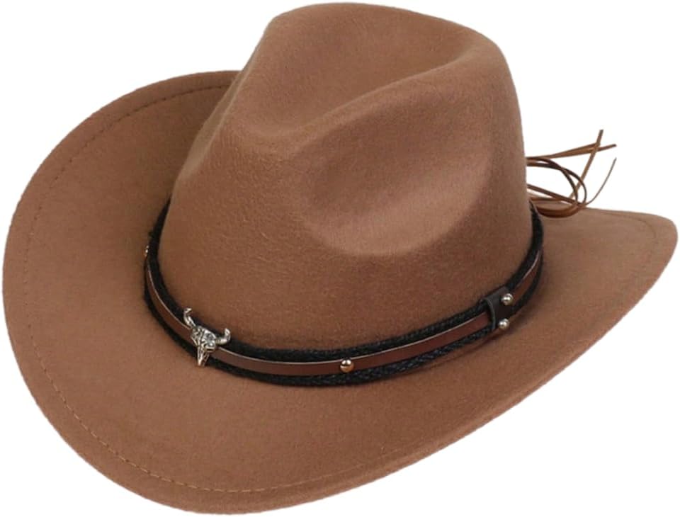 OYOANGLE Boy's Two Piece Belt Buckle Wide Brim Western Cowboy Hat with Boho Graphic Bandana Set