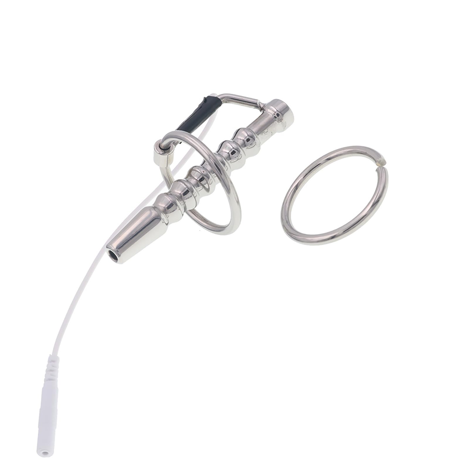Plug Uretrale Elettrostimolante Con Anello Fallico Regolabile Dilatatore Vuoto Acciaio Inossidabile Giocattolo BDSM Uomo E Stim