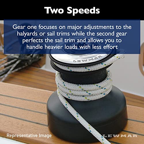 Image of Lewmar 45ST EVO Self Tailing Alloy Winch in Chrome - Two Speed Size 45 Winch, Gear Ratio of 2.8:1 in 1st Gear; 11.2: 1 in 2nd Gear, Measures 8-1 /16 inch Base Diameter and 9-11 /32 inch H, no Tools Required