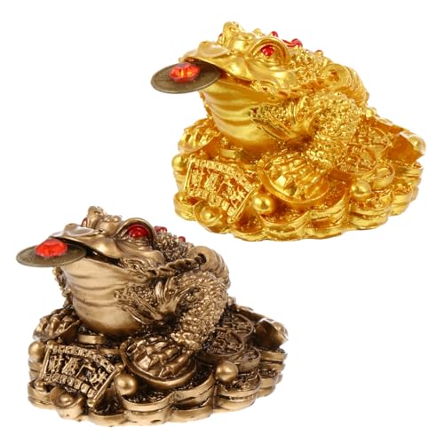 Crapaud doré Feng Shui en duo de résine, le cadeau idéal de pendaison de crémaillère