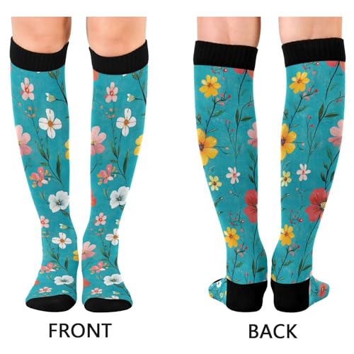JUNZAN Retro Oberonia Turquoise Womens Compression Socks Breathable Circulation Long Socks Socks Toddler Girls Camp Socks2