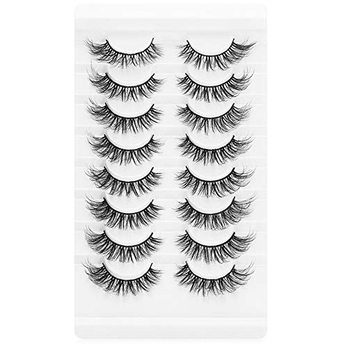 ARRIVEOK SKONHED 8 Pairs Eye Lash Extension Full Volume Thick 3D Faux Mink False Eyelashes Handmade Multilayered Effect Wispies Fluffy Eye Makeup Tools(A5)