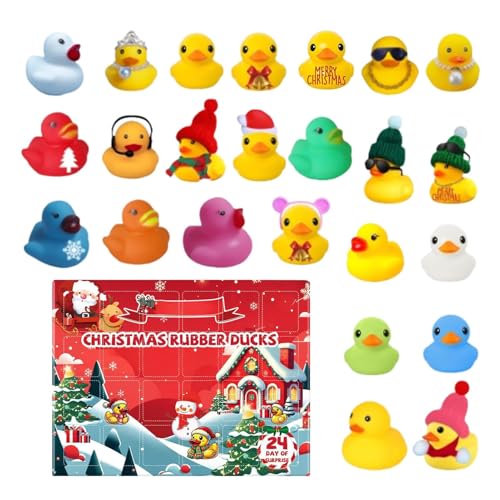 アヒル アドベント カレンダー 2025 - クリスマス テーマ、24 グリッド ラバー アヒル、|クリスマスカウントダウンカレンダー 子供用 ホームバスルーム、ホリデー、デスクトップシェルフ、パーティー記念品
