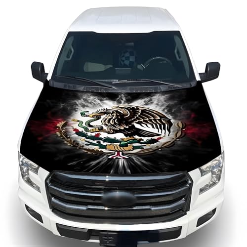 Tobethay Mexico Hood Cover Flag - 59x51 in Car Hood Cover for Decor Patriotic Car Mexico Flag Bonnet Banner with 2 Adjustable Triangular Fasteners